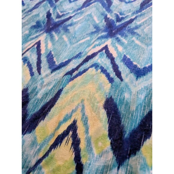 Chicos Top Womens sz L/2 Blue Aqua Zigzag Stripe Blouse 3/4 Sleeve Stretch Beach - Picture 7 of 10